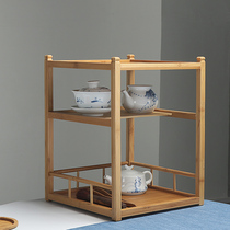 Quiet tea set storage cabinet Puer tea cabinet tea cup teapot bogur shelf solid wood locker elm tea cake locker