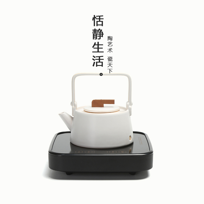 Diem quiet minimalist electric pottery stove white pottery pot burning water Tie-beam pot boiling teapot full set Gongfu tea with tea-making tea maker-Taobao