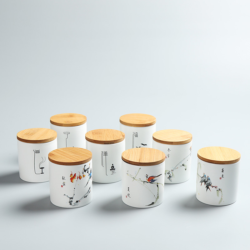 Quiet bamboo cover sealed tea cans ceramic tea box tea warehouse sealing tank Pu - ji cans storage tea cans