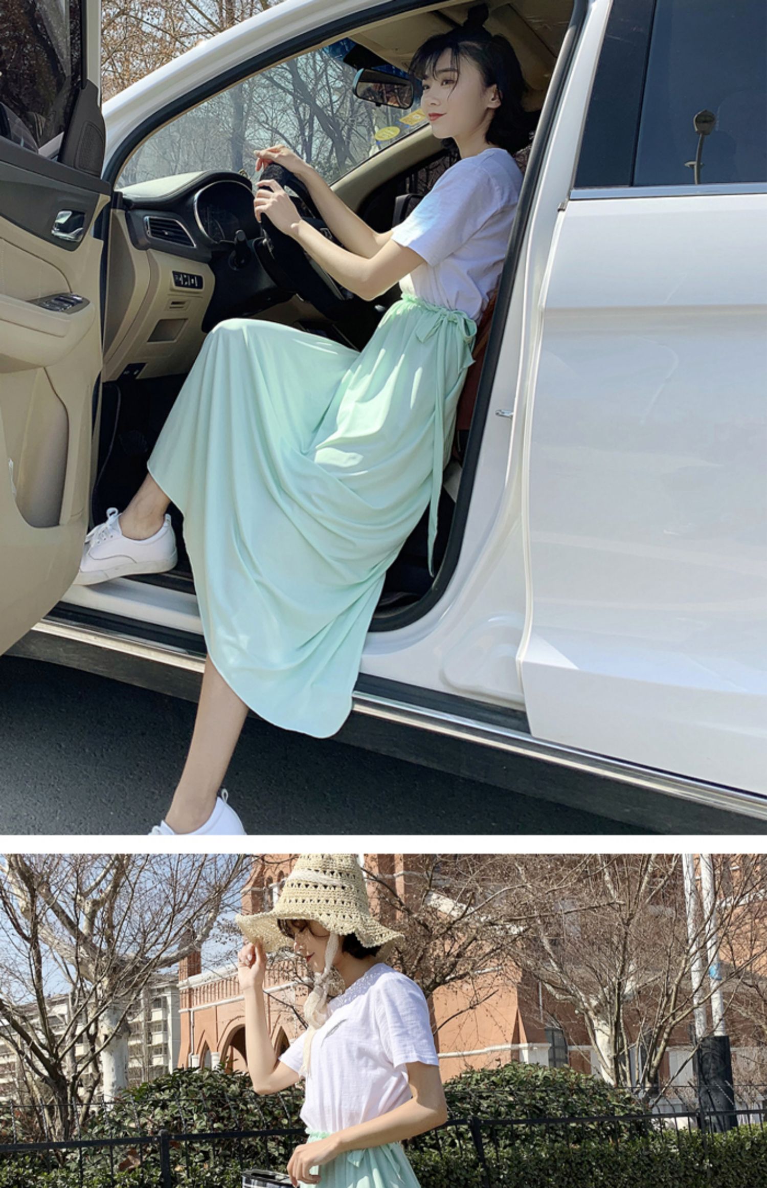Váy chống nắng một mảnh nửa chiều nữ 2019 siêu lửa chống tia cực tím chống xà cạp khi đi xe đạp - Váy chân váy da chữ a