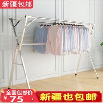 Xinjiang balcony stainless steel drying rack floor folding indoor household cool hanging rack drying quilt drying rod