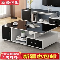 Xinjiang coffee table small apartment living room tempered glass small table modern simple coffee table table storage tea table