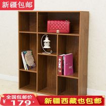 Xinjiang bookcase bookshelf simple solid wood color storage storage storage eight-grid cabinet multi-purpose storage cabinet