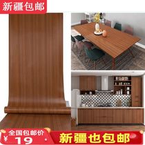 Xinjiang imitation wood grain sticker desktop waterproof wallpaper self-adhesive anti-moisture wardrobe cabinet wooden door furniture renovation