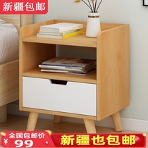 Xinjiang Bed Head Cabinet Bedroom Cabinet solid wood legs Easy single pumping Nordic small storage cabinet bedside small table