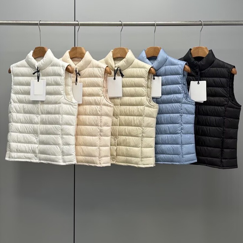 Winter New m Mengjia Stand-Up Collar Vest down Jacket for Women, Short Style, Slim Fit, Lightweight Goose down Vest Coat