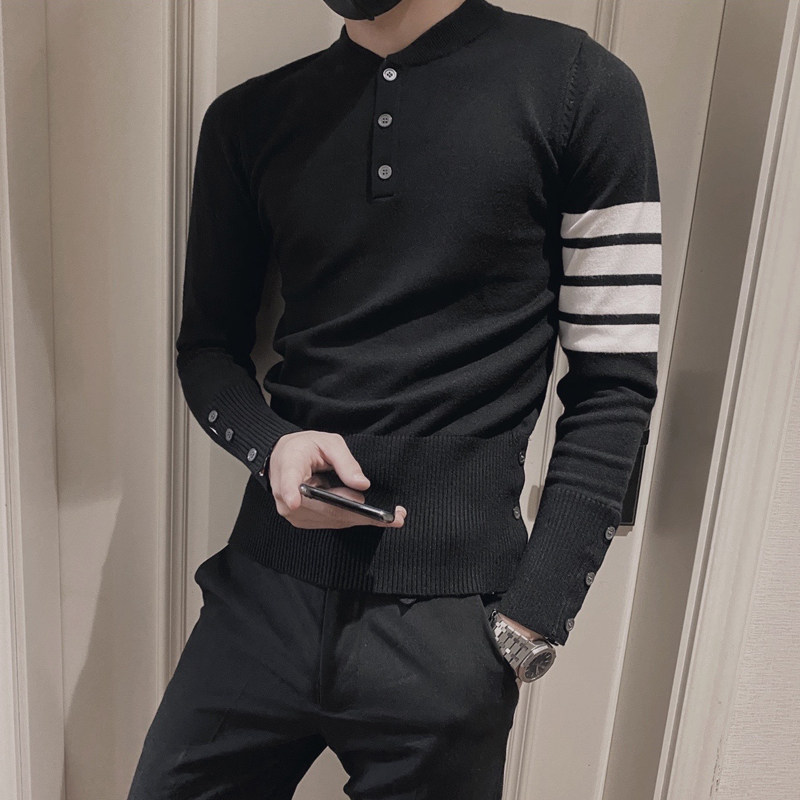 Sweater men's autumn and winter Korean slim trend Joker shirt personality handsome interior long sleeve base shirt