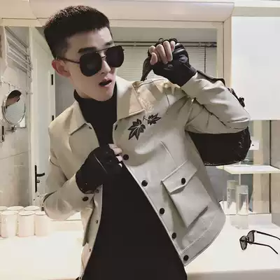 2020 new leather jacket men's spring Korean trend Net Red Tide brand jacket spirit guy spring coat