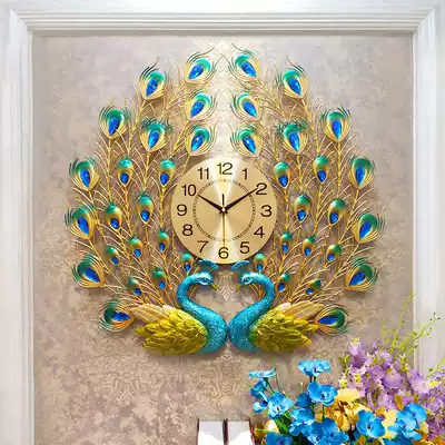Love makeup wall clock living room household fashion art table wall-mounted European-style creative quartz clock Simple light luxury peacock clock