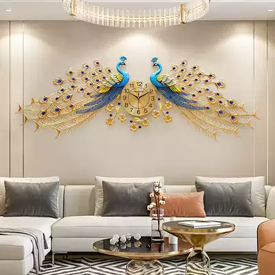 Phoenix clock living room home wall clock background wall decorative art peacock high-end luxury new Chinese Wall watch