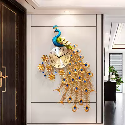 Clock Peacock wall clock living room home fashion creative Phoenix European style wall clock light luxury wall clock