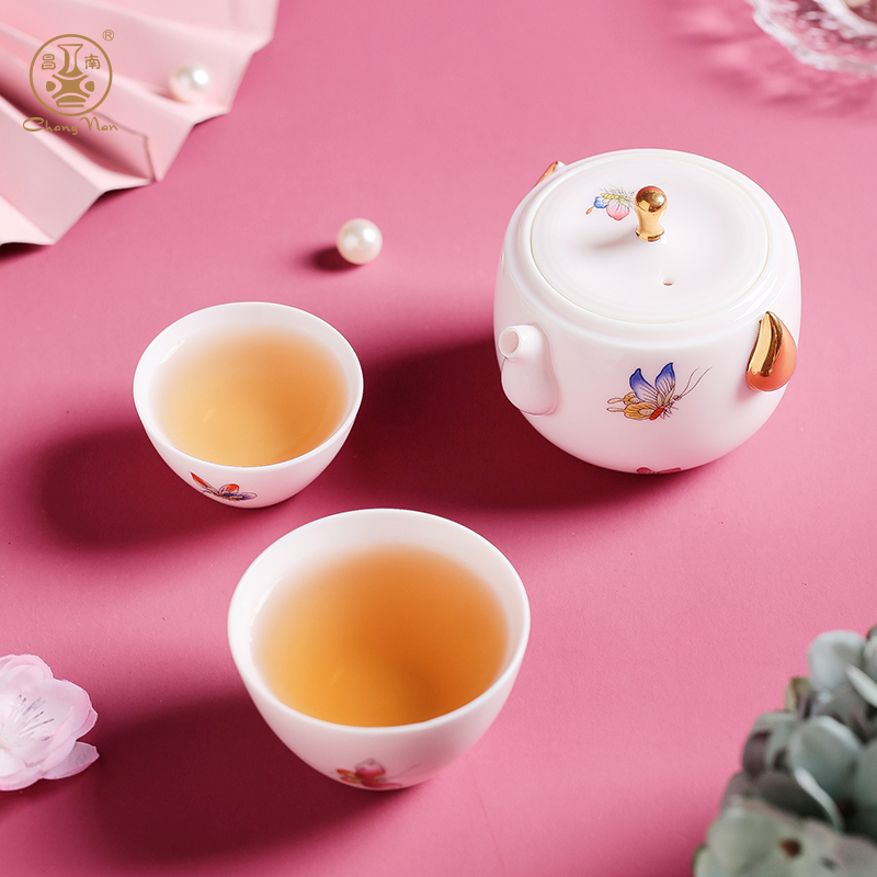 Chang south ceramic cup to crack a pot of two cups of love is like a butterfly tattoo portable travel tea set gift giving women tea sets