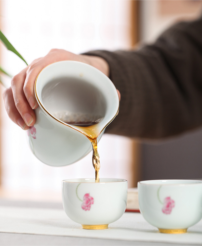 Chang, south jade porcelain ceramic hand - made paint lotus rhyme eight woolly tureen tea tea tea set jingdezhen ceramics