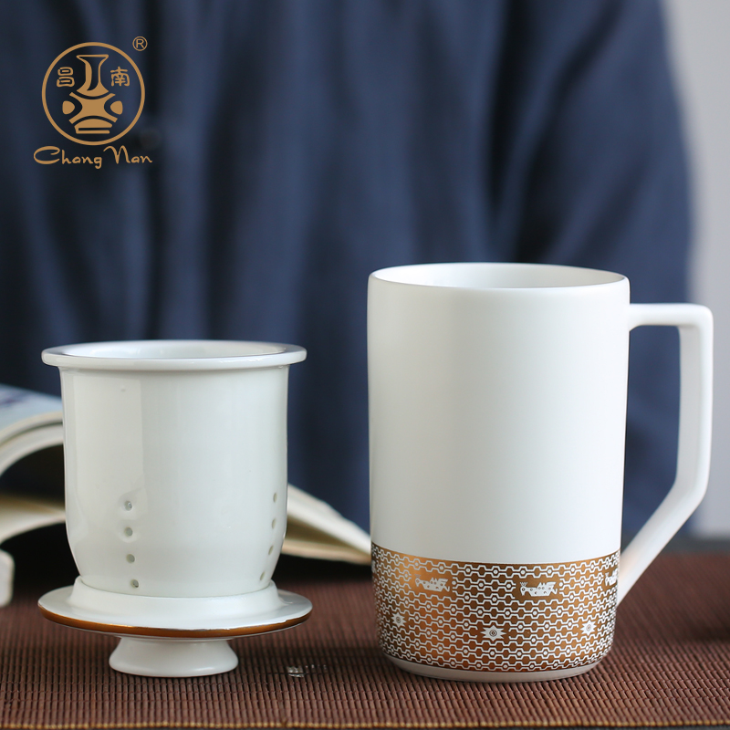 Master chang south building ceramic filter cups with cover office cup jingdezhen picking household double tea keller