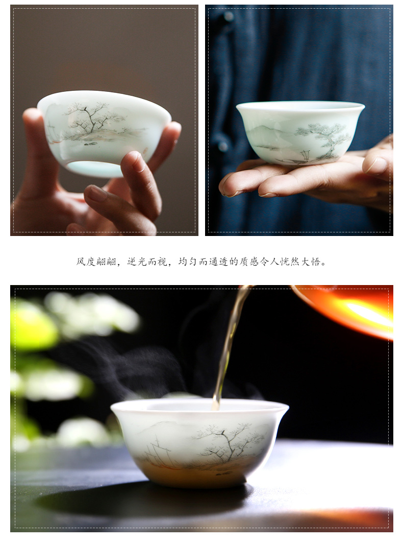 Prosperous south jingdezhen ceramic masters cup kung fu tea cups sample tea cup hand - made of pu - erh tea cup personal cup single CPU