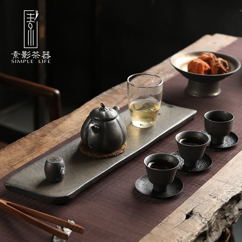 Plain film gold glaze ceramic lid manually supporting pot of tea is put value galate a lid plates silver pot of tea accessories