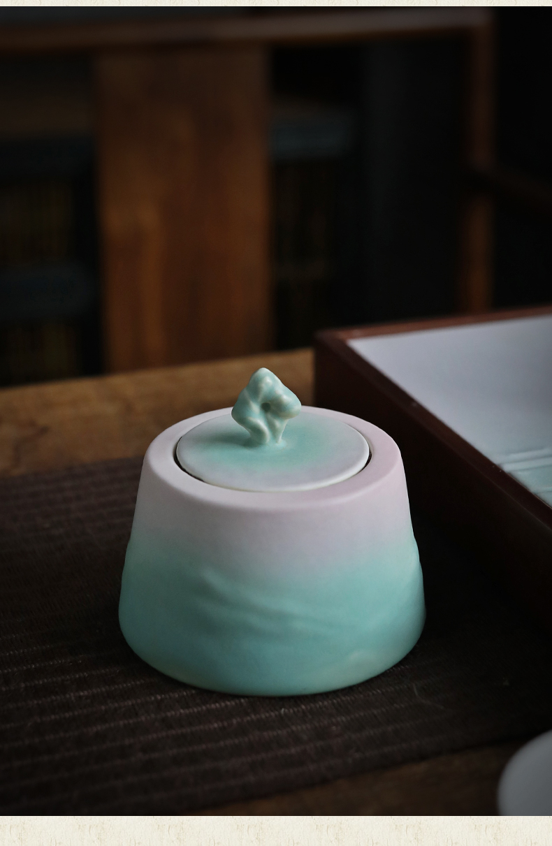 Plain film sealed up with portable small household ceramic tea is tea caddy fixings storehouse storage tank creative custom restoring ancient ways