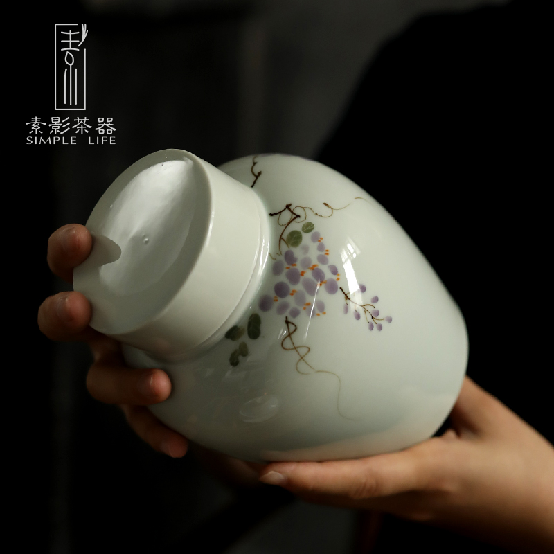 Plain film white porcelain seal tea pot, charge storage tank bulk pu 'er tea POTS hand - made warehouse moistureproof