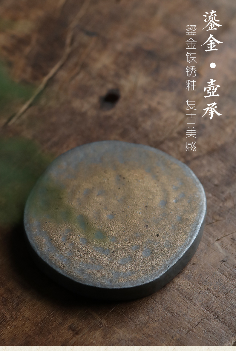 Plain shade round pot bearing ceramic contracted dry pot foster Taiwan monolayer thick clay pot tray was retro tea accessories