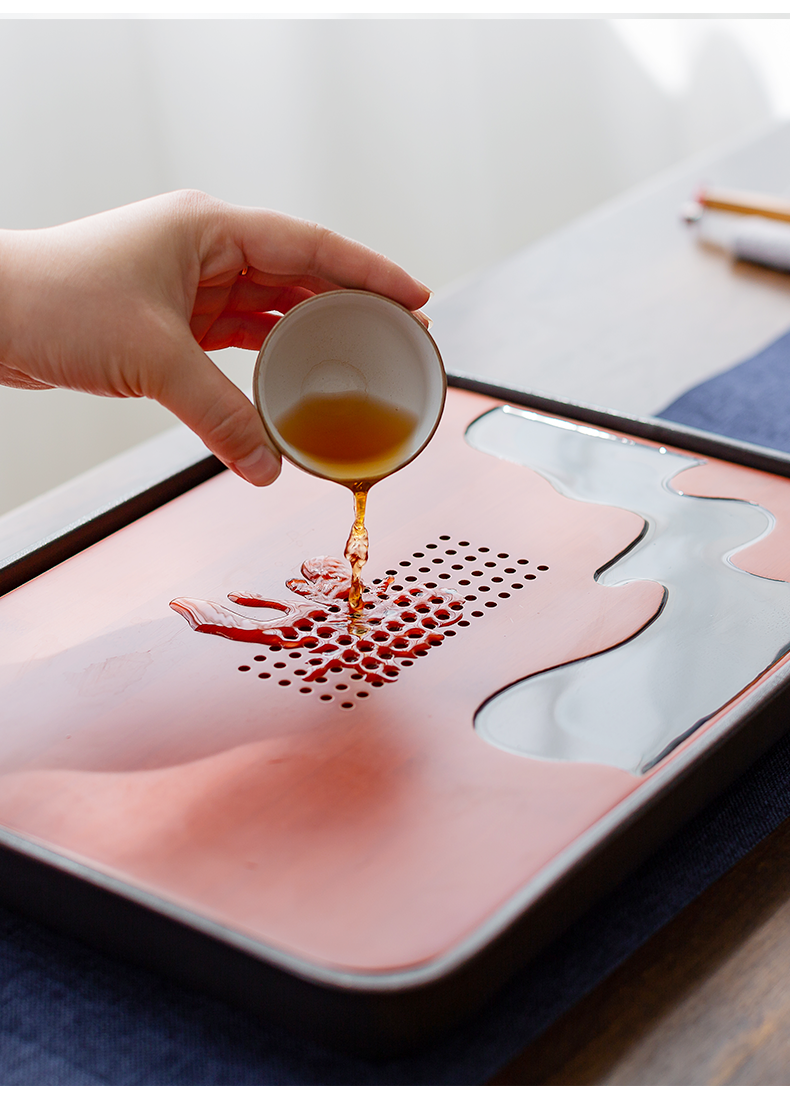 Plain film Japanese coarse ceramic tea set household contracted kung fu side teapot teacup storage type dry tea tray