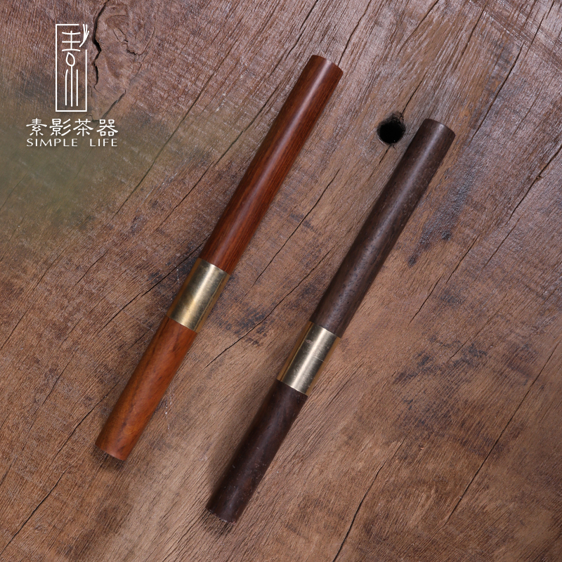 Plain film round solid wood knife pu - erh tea ChaZhen cone open tea ebony handle scabbard security to receive