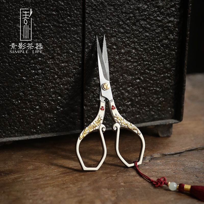 Restoring ancient ways, shadow Japanese small scissors cut tea tea bags cut cranes tea tea tea accessories tea set