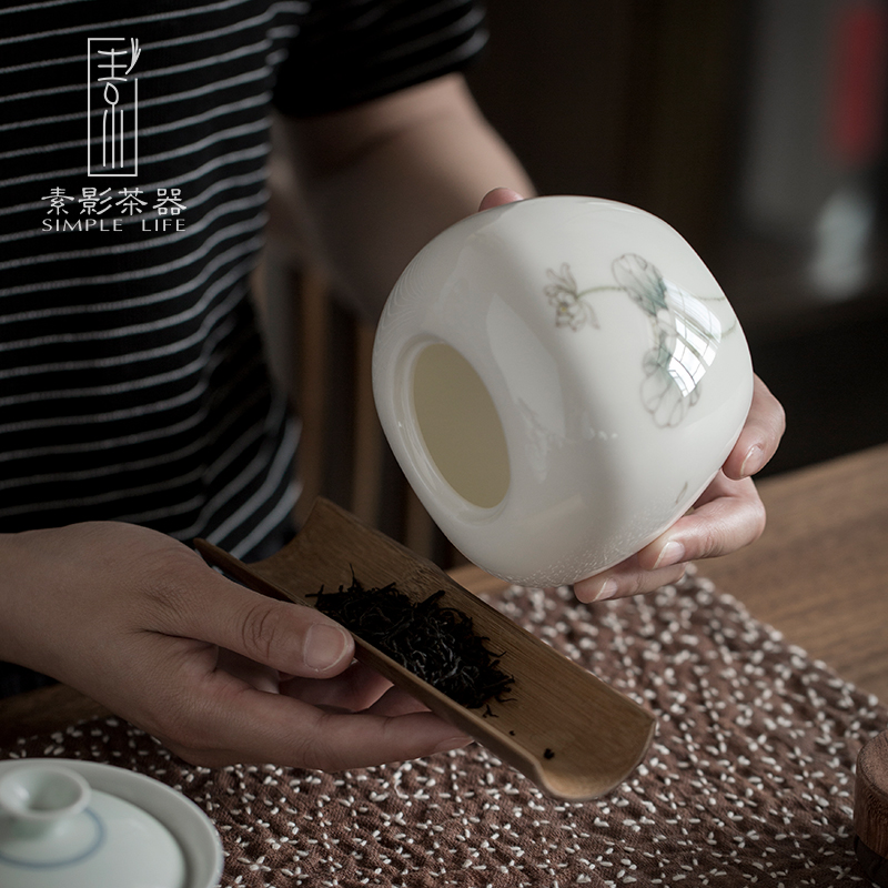 Plain film hand - made ceramic tea pot small portable portable sealed as cans household white porcelain tea pot storage tanks