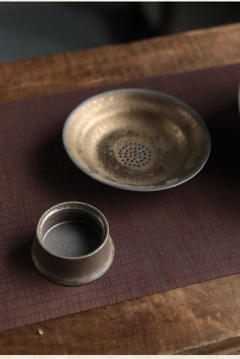 Plain film ceramic fruit bowl of snack dried fruit bowl Chinese style restoring ancient ways tea tray was crude earthen POTS bearing gold pot pad