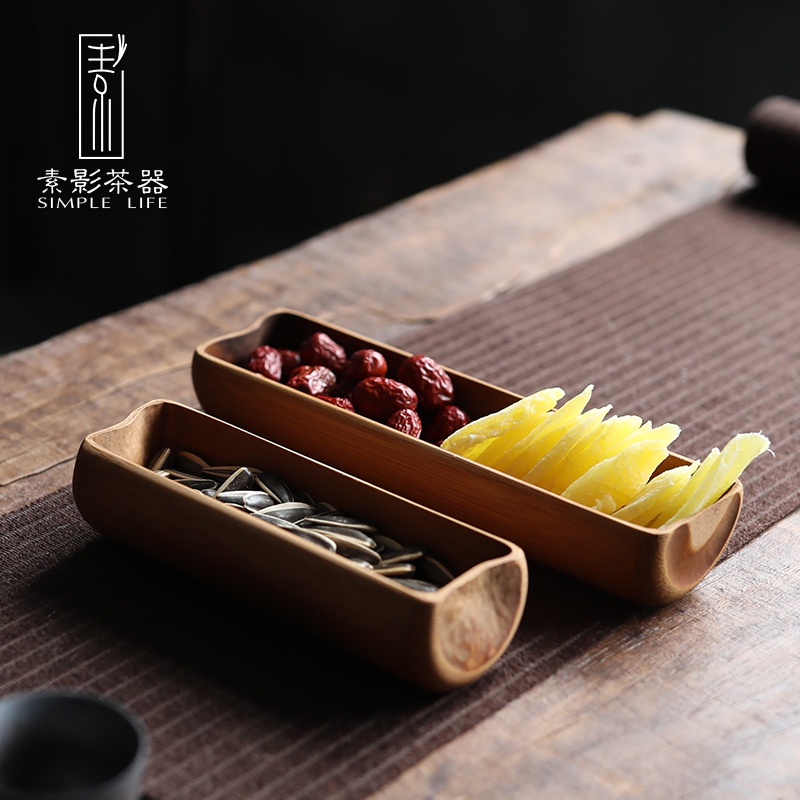 Plain film creative bamboo dried fruit snack plate of bamboo tea snacks receive a box of tea dessert plate