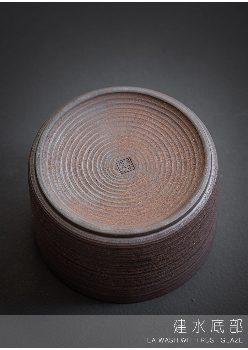 Plain film ceramic building hot water Japanese small dishes kung fu tea tea bucket cylinder accessories old rock desktop dross barrels of mud