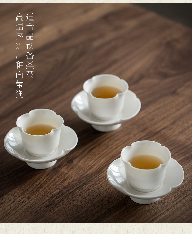 Plain film dehua white porcelain teacup masters cup checking ceramic kung fu tea set sample tea cup small tea bowl, men and women