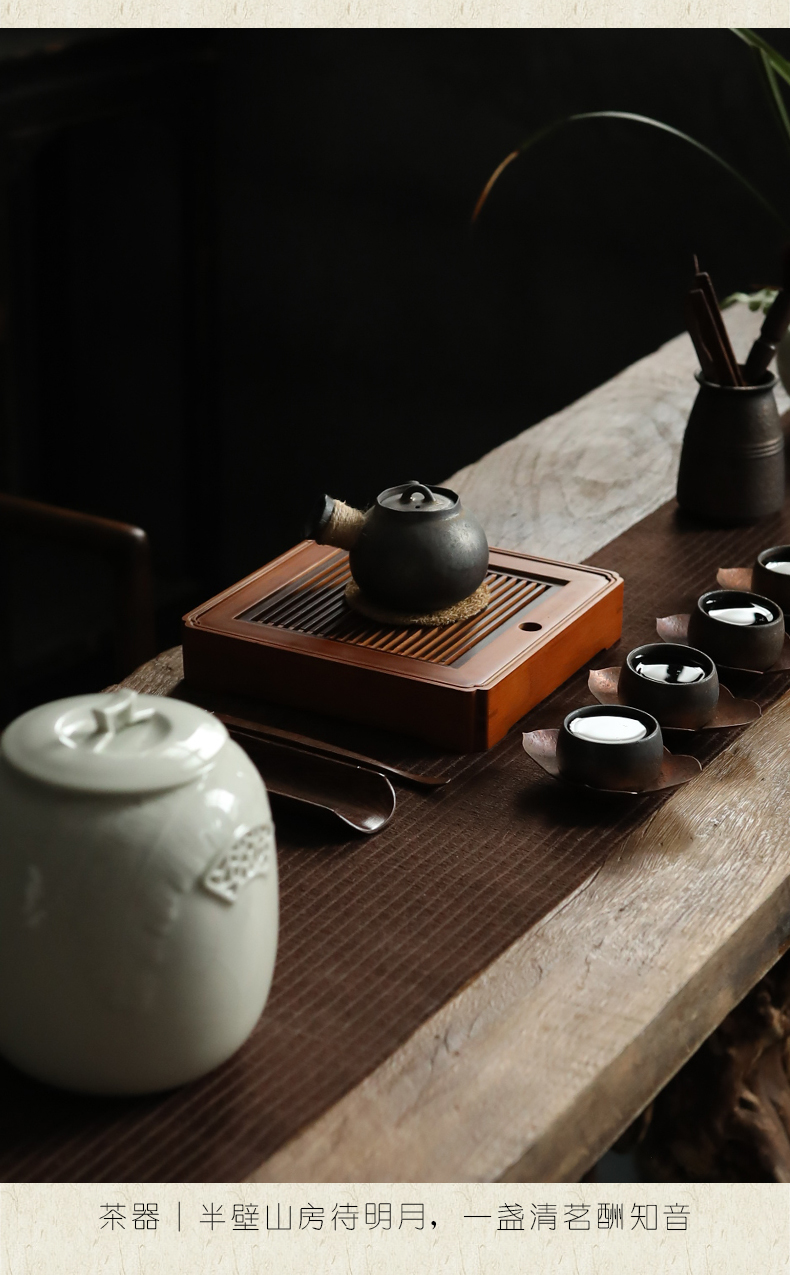 Element window shade garden ceramic tea caddy fixings seal box celadon goods can of pu 'er tea POTS large moistureproof