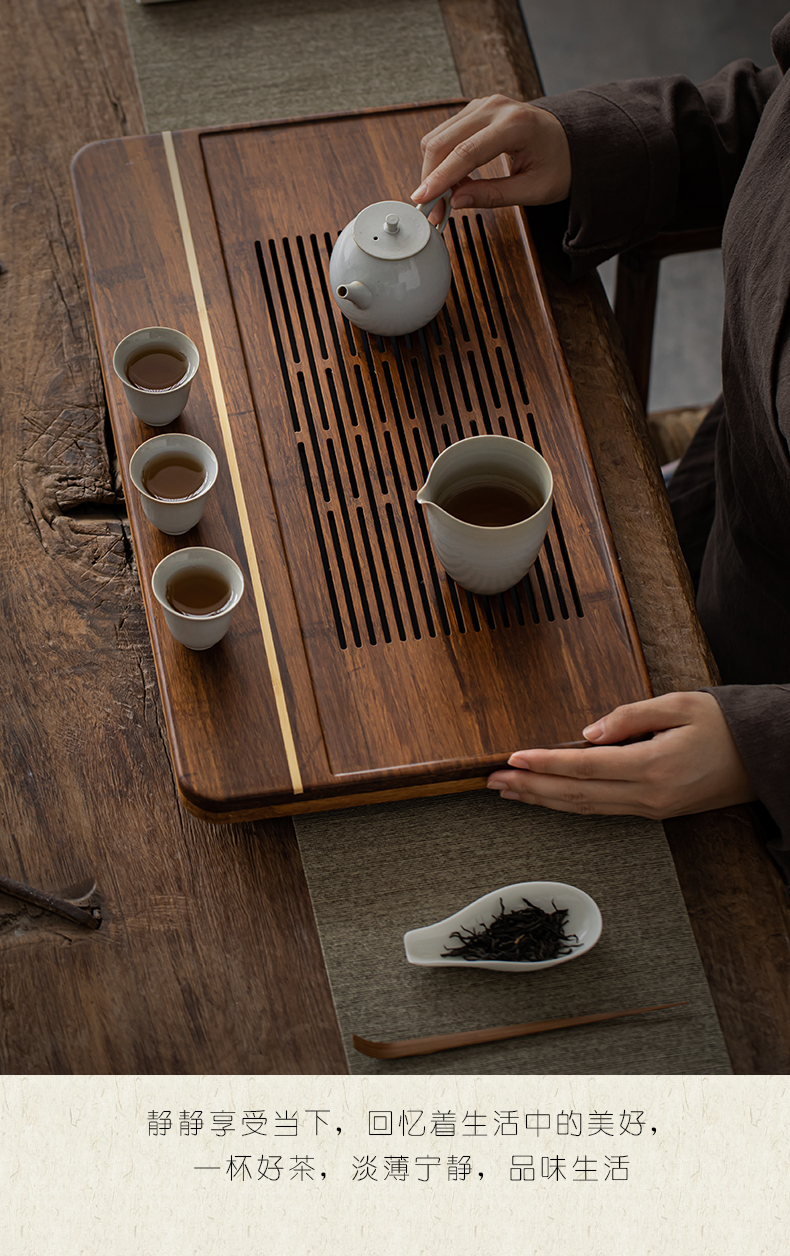 Shadow Japanese weight bamboo tea tray was water drainage large tea table drawer contracted household solid wood tea bamboo sea