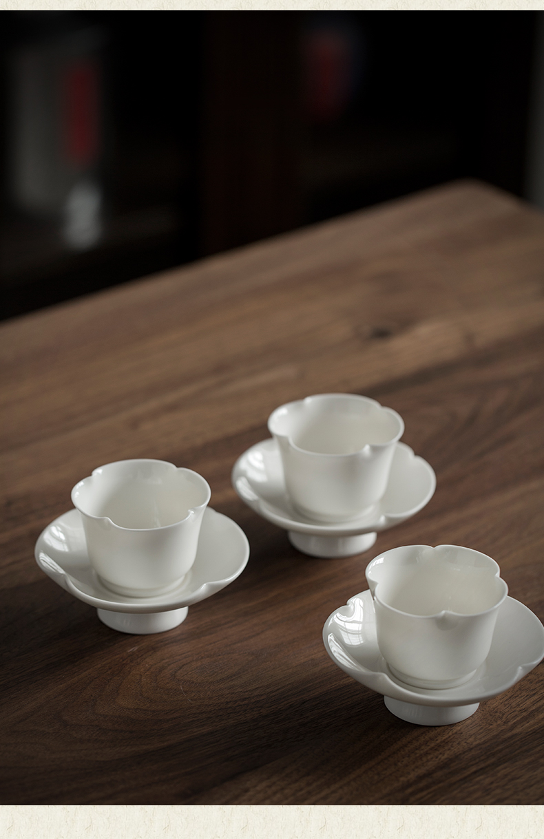 Plain film dehua white porcelain teacup masters cup checking ceramic kung fu tea set sample tea cup small tea bowl, men and women