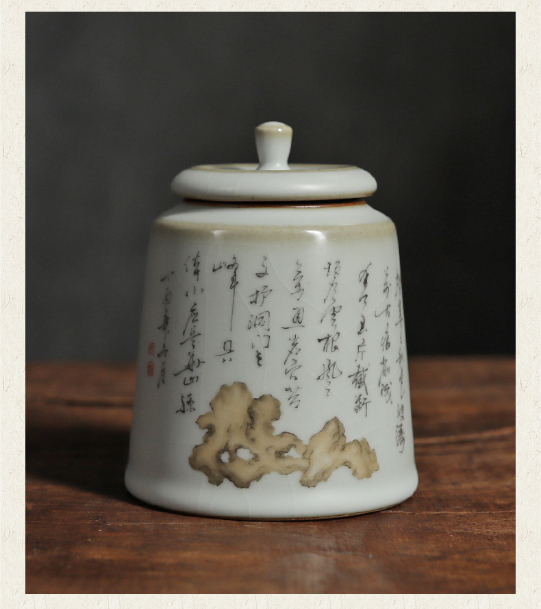 Restoring ancient ways, shadow your up household small ceramic ink seal tea caddy fixings storehouse RuTao POTS of primitive simplicity of old color