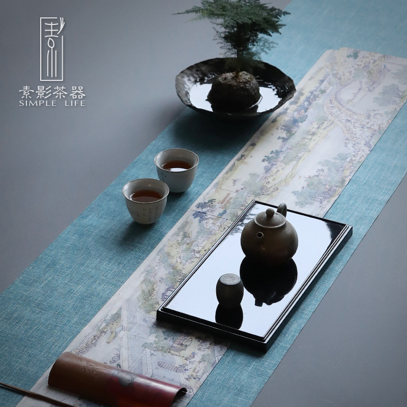 Suying Chinese style vintage style waterproof tea mat suede tea table flag cotton linen art dry bubble master seat tea set accessories