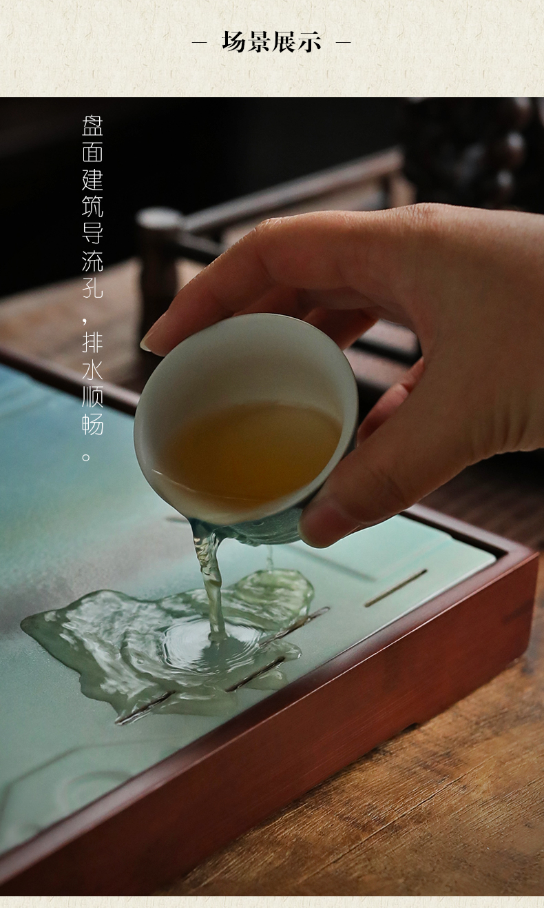 Restoring ancient ways, shadow home tea tray square water dish bamboo kung fu tea set dry tea table up ceramic disk