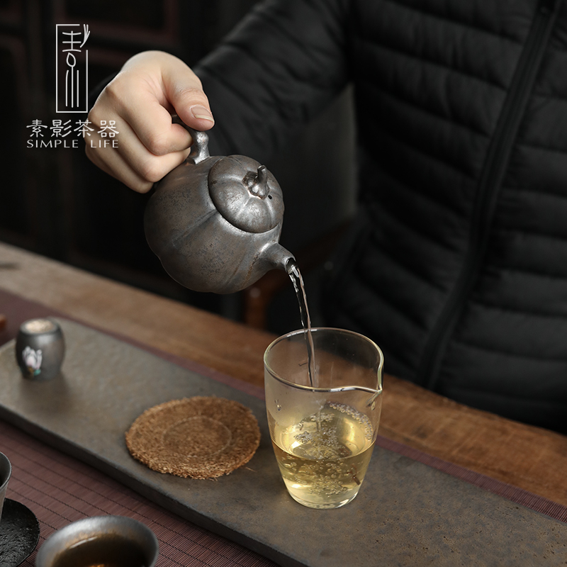 Plain film gold dry Taiwan tea tray ceramic pot of retainer plate, single - layer manual tea contracted kung fu tea saucer