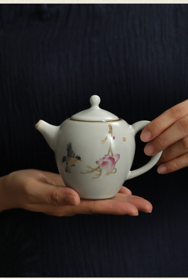 Restoring ancient ways, shadow RuTao household ceramic teapot beauty kung fu tea tea single pot of primitive simplicity can raise the teapot