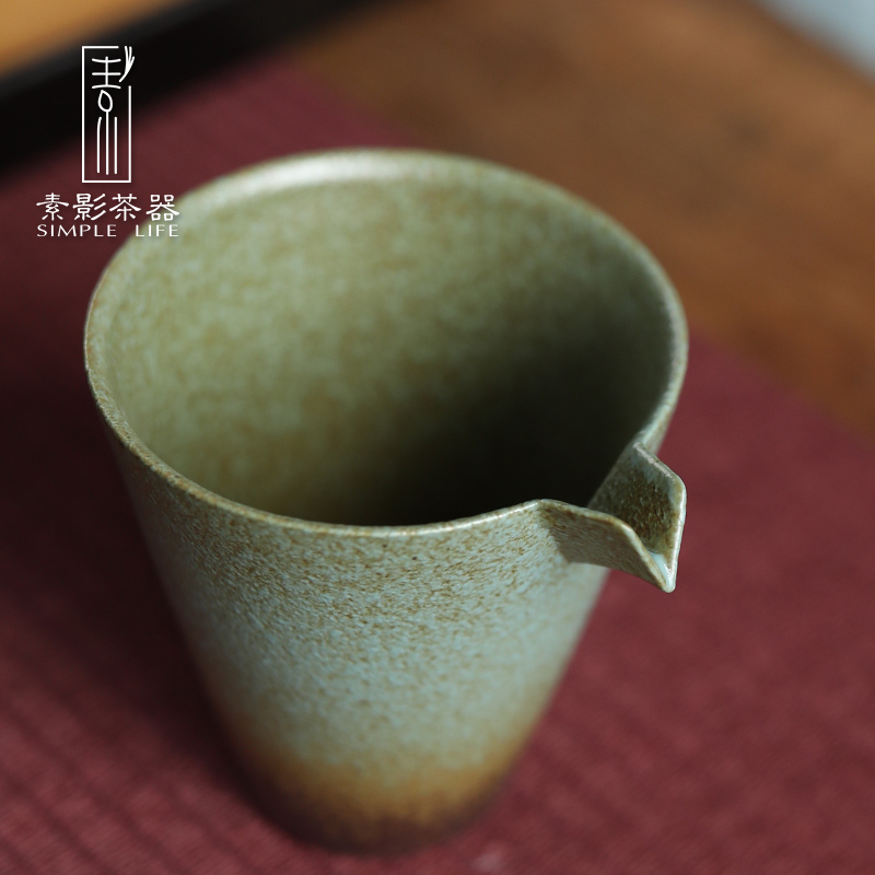 Plain film up green glaze retro points fair keller of tea ware Japanese kung fu tea sets and tea exchanger with the ceramics coarse pottery tea sea
