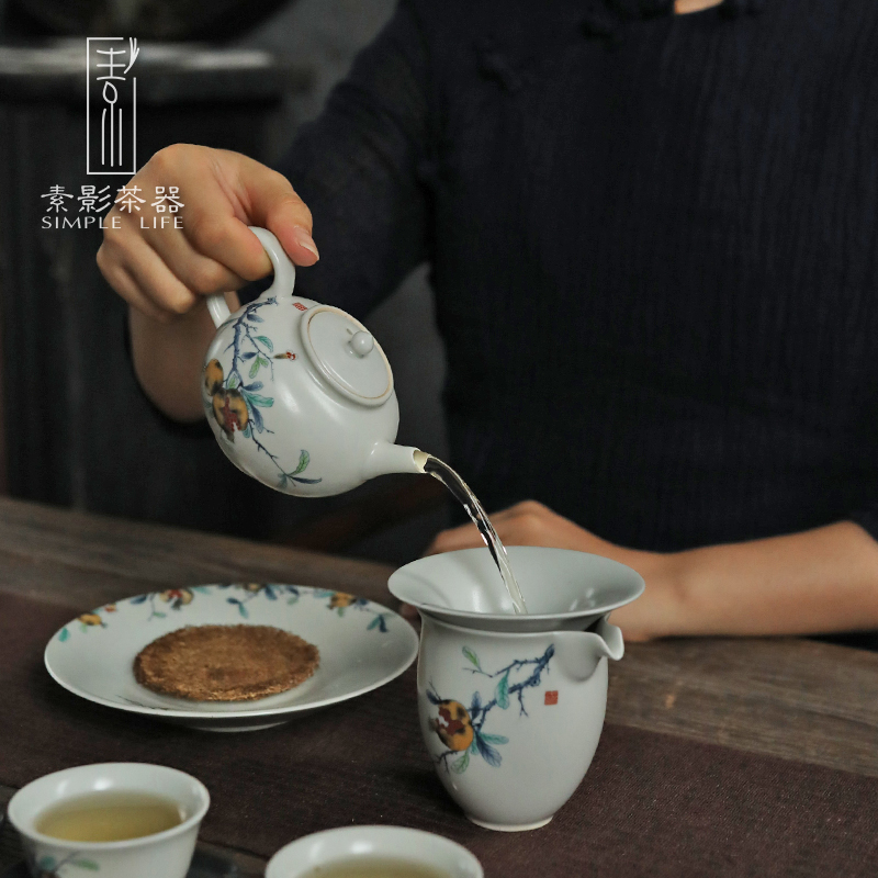 Plain film pomegranate retro household checking ceramic teapot tea is inferior smooth small single pot of kung fu tea accessories