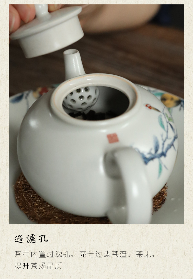 Plain film pomegranate retro household checking ceramic teapot tea is inferior smooth small single pot of kung fu tea accessories