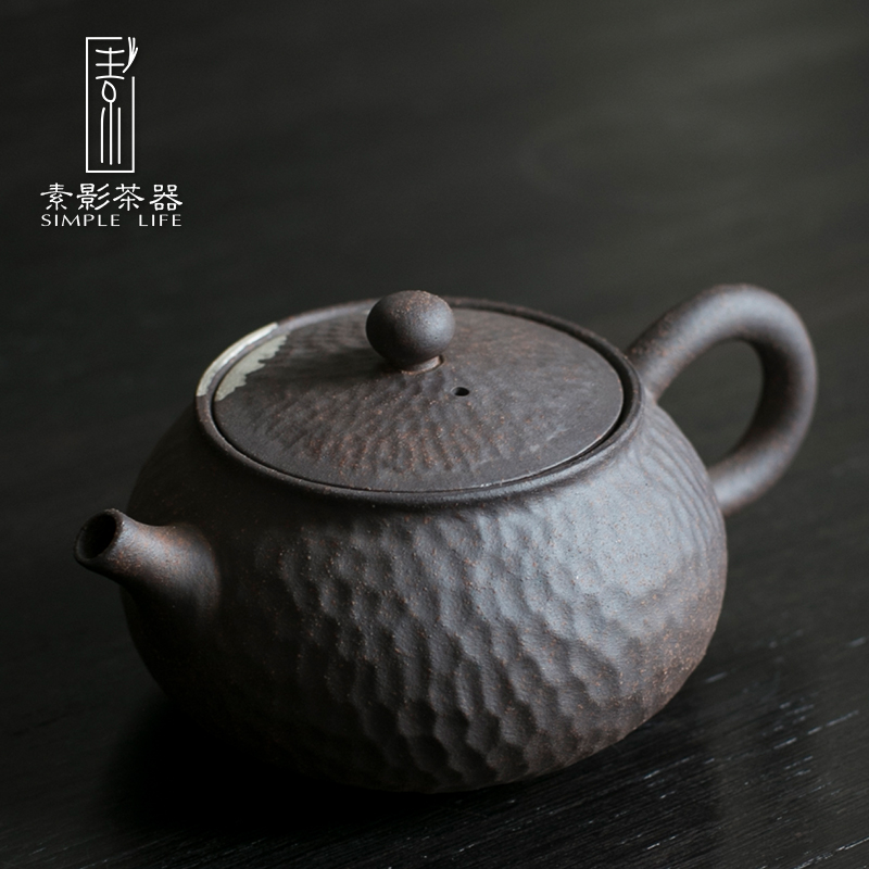 Plain film and old rock, checking out ceramic teapot hammer trace silver pot of Japanese coarse pottery teapot the original pottery single pot of tea