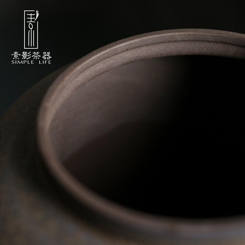 Restoring ancient ways, shadow gold tank coarse pottery self -help drinking water purifier large water storage tank with cover tea house home