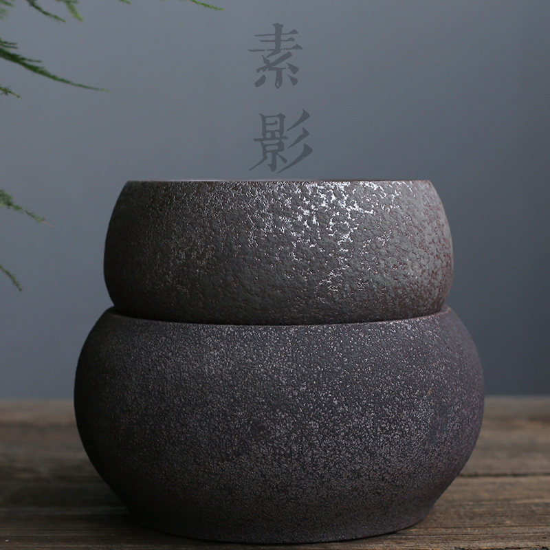 Plain film rust glaze large tea wash to retro creative coarse pottery kung fu tea set small ceramic meng thickening washing water