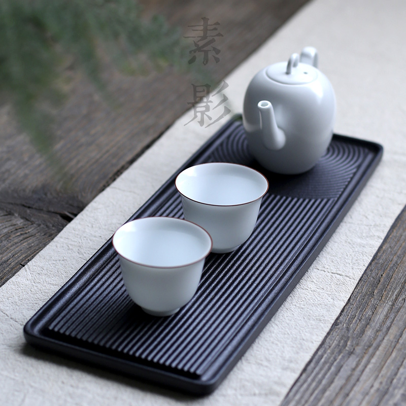 Element shadow rectangular black tea in a square kung fu tea tray ceramic thread monolayer zen coarse TaoGan mercifully