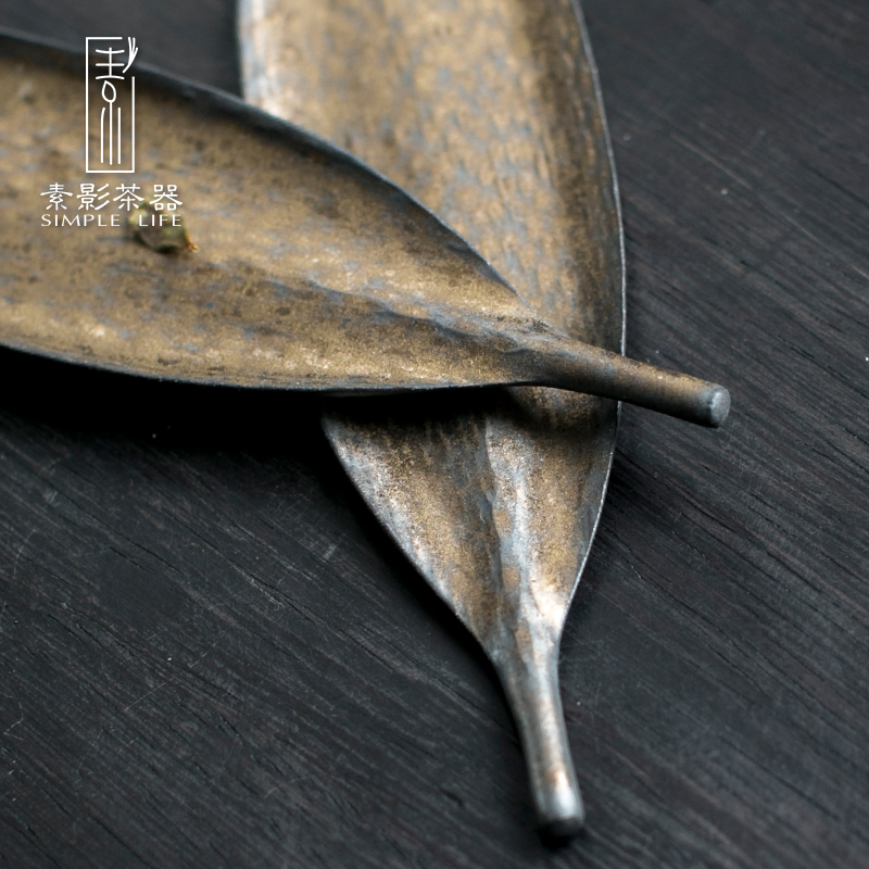 Plain film gold bodhi leaf tea is ceramic checking tea spoon, vintage kung fu tea six gentleman accessories tea holder
