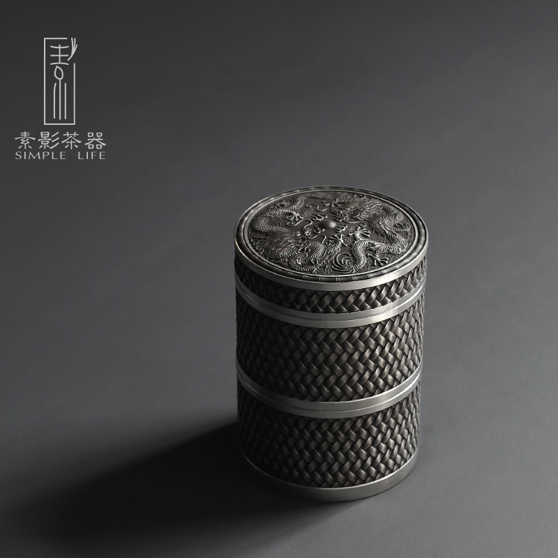 Plain film double tin trumpet caddy fixings metal circular seal tank creative relief dragon small POTS of tin as cans