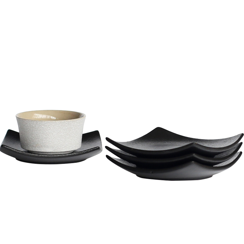 Plain black shadow creative ceramic cup mat zen contracted kung fu tea accessories insulation pad Japanese - style square mat