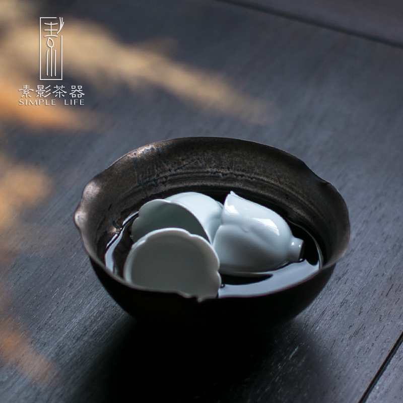 Element shadow antique gold tea wash to coarse pottery hand built water Japanese up the receive a bowl of ceramic cups tea accessories